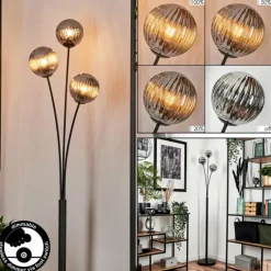 Lampadaire - Verre 12 cm Bernado Fumé, 3 lumières