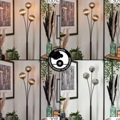 Lampadaire - Verre 12 cm Bernado Fumé, 3 lumières