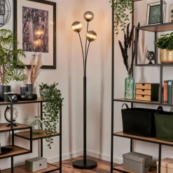 Lampadaire - Verre 12 cm Bernado Fumé, 3 lumières