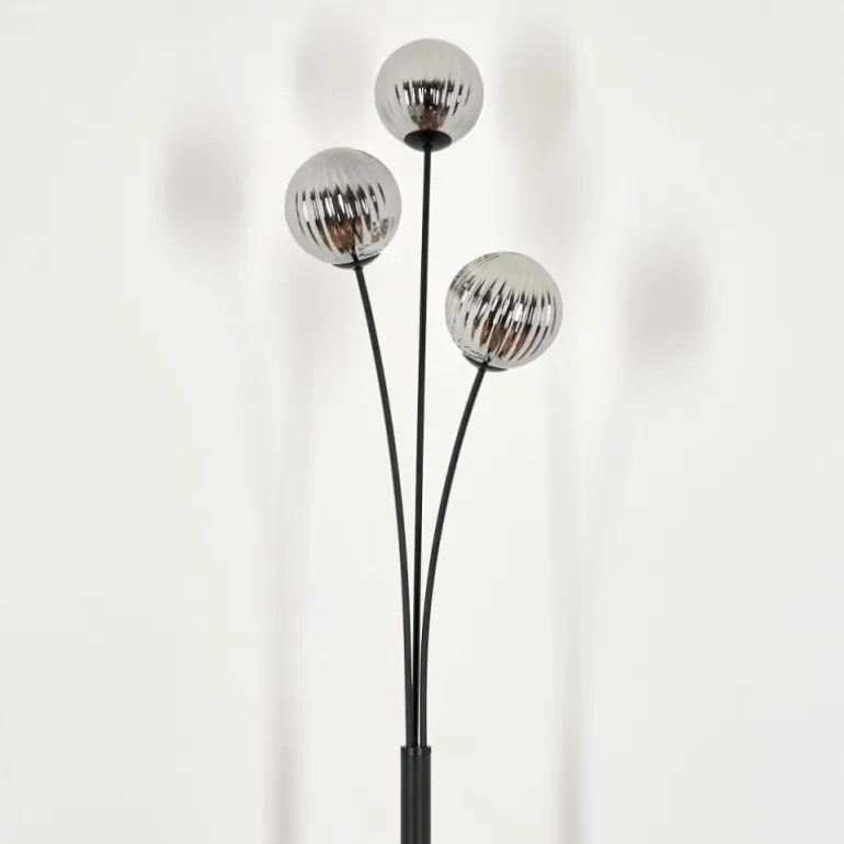 Lampadaire - Verre 12 cm Bernado Fumé, 3 lumières