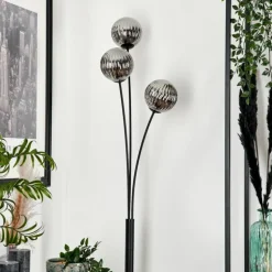 Lampadaire - Verre 12 cm Bernado Fumé, 3 lumières