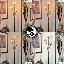 Lampadaire - Verre 10 cm Bernado Ambre, 3 lumières