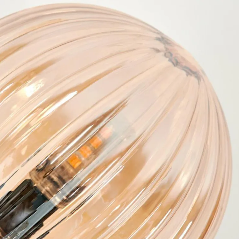 Lampadaire - Verre 10 cm Bernado Ambre, 3 lumières