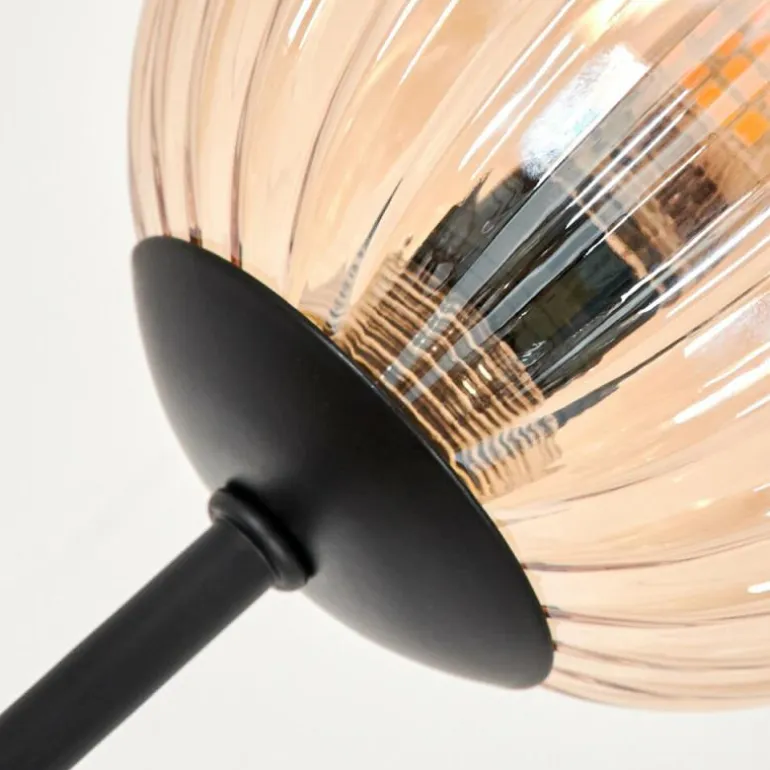 Lampadaire - Verre 10 cm Bernado Ambre, 3 lumières