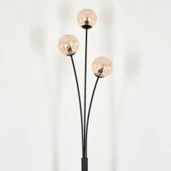 Lampadaire - Verre 10 cm Bernado Ambre, 3 lumières