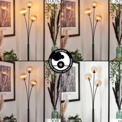 Lampadaire - Verre 12 cm Bernado Ambre, 3 lumières