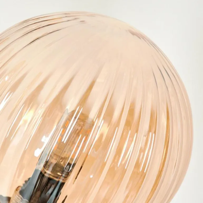 Lampadaire - Verre 12 cm Bernado Ambre, 3 lumières