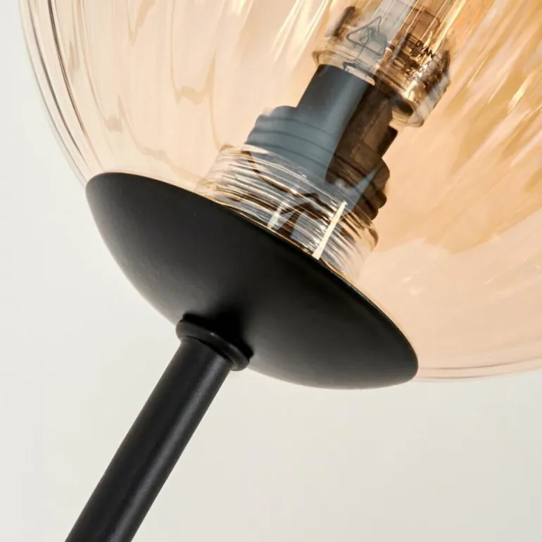 Lampadaire - Verre 12 cm Bernado Ambre, 3 lumières
