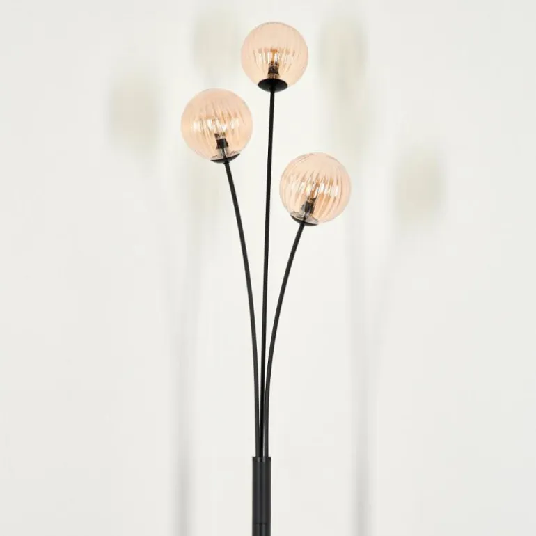 Lampadaire - Verre 12 cm Bernado Ambre, 3 lumières