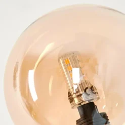 Lampadaire - Verre 10 cm Bernado Ambre, 5 lumières