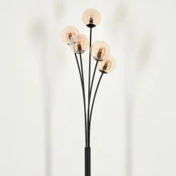Lampadaire - Verre 10 cm Bernado Ambre, 5 lumières