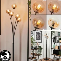 Lampadaire - Verre 10 cm Bernado Ambre, Clair, 5 lumières