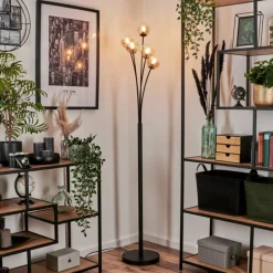 Lampadaire - Verre 10 cm Bernado Ambre, Clair, 5 lumières