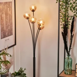 Lampadaire - Verre 10 cm Bernado Ambre, Clair, 5 lumières
