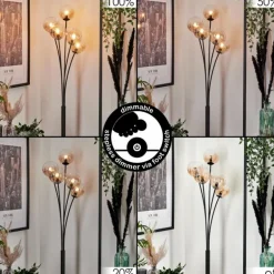 Lampadaire - Verre 12 cm Bernado Ambre, Clair, 5 lumières