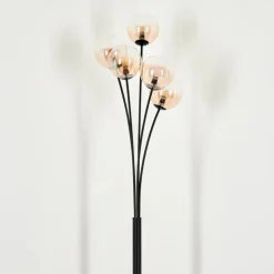 Lampadaire - Verre 12 cm Bernado Ambre, Clair, 5 lumières