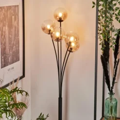 Lampadaire - Verre 12 cm Bernado Ambre, Clair, 5 lumières