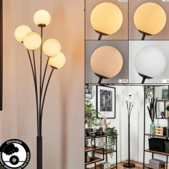 Lampadaire - Verre 10 cm Bernado Blanc, 5 lumières