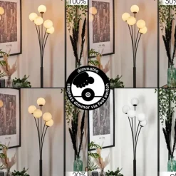 Lampadaire - Verre 10 cm Bernado Blanc, 5 lumières