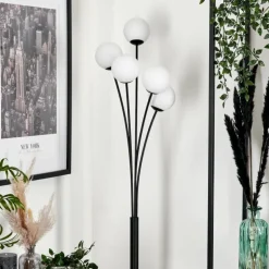 Lampadaire - Verre 10 cm Bernado Blanc, 5 lumières