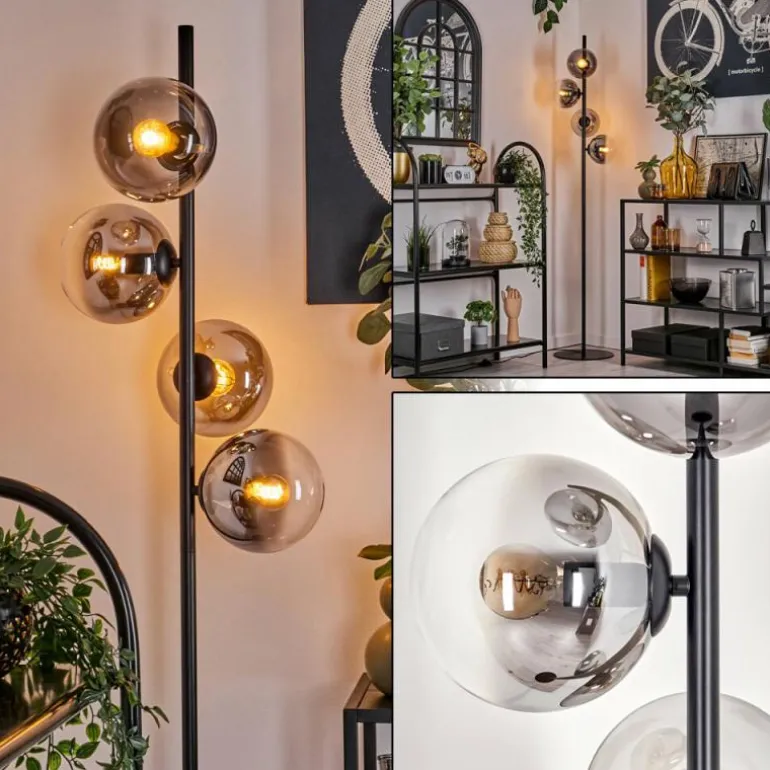 Lampadaire - Verre 15 cm Gastor Clair, Fumé, 4 lumières