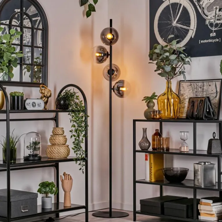 Lampadaire - Verre 15 cm Gastor Clair, Fumé, 4 lumières