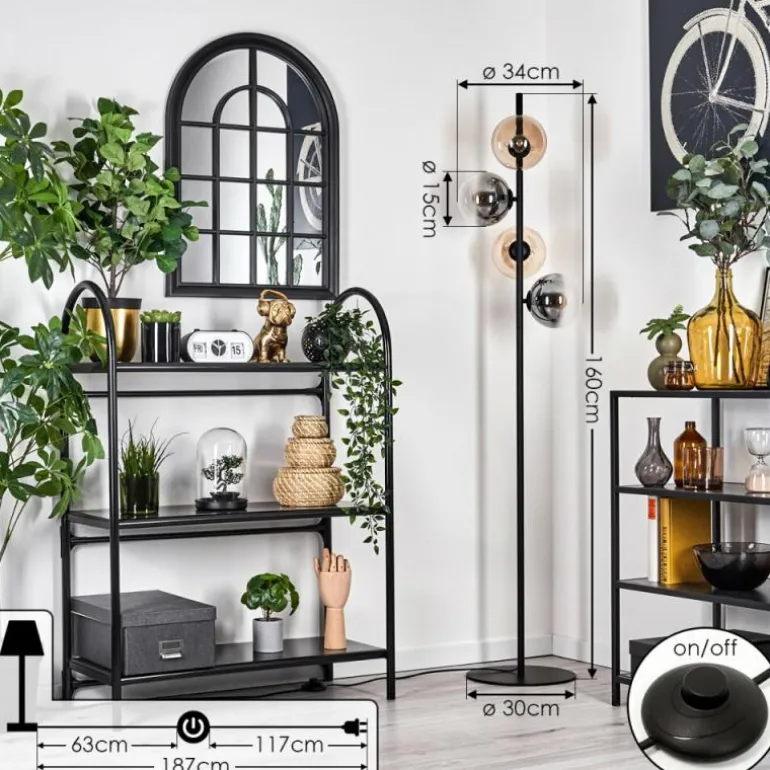 Lampadaire - Verre 15 cm Gastor Ambre, Clair, Fumé, 4 lumières