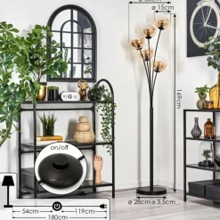 Lampadaire - Verre 15 cm Gastor Ambre, Clair, 5 lumières