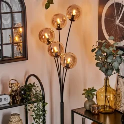 Lampadaire - Verre 15 cm Gastor Ambre, 5 lumières