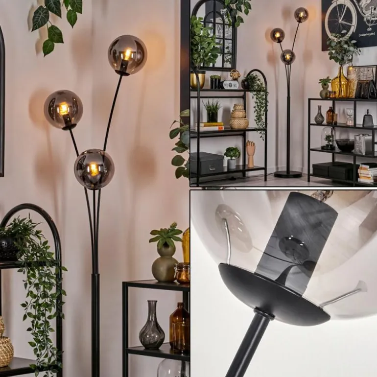 Lampadaire - Verre 15 cm Gastor Fumé, 3 lumières