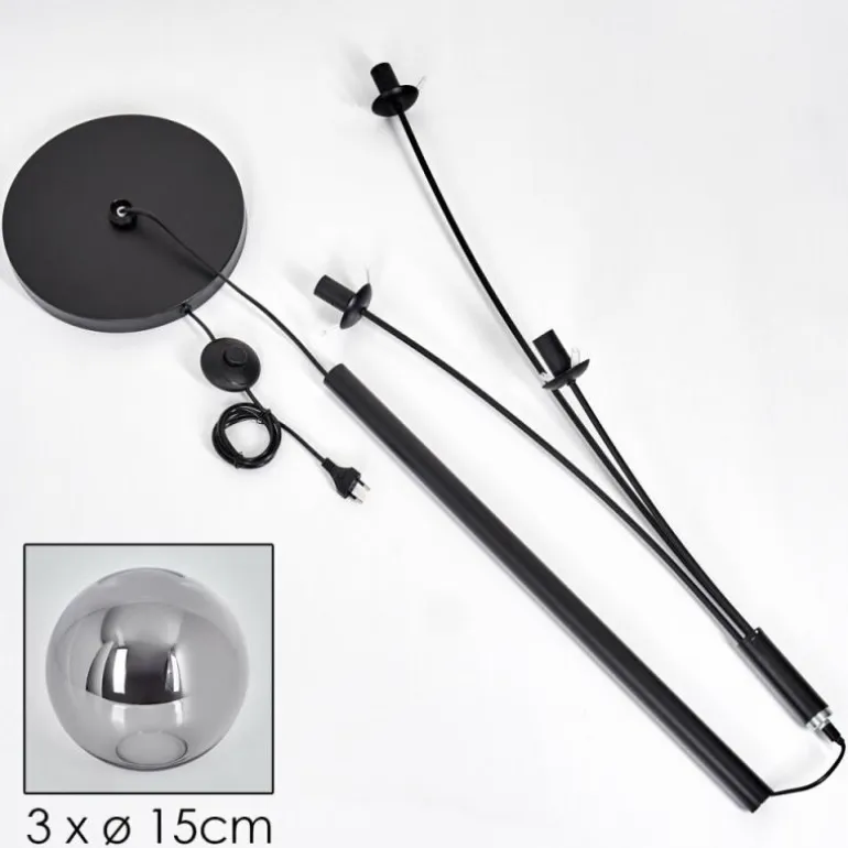 Lampadaire - Verre 15 cm Gastor Fumé, 3 lumières