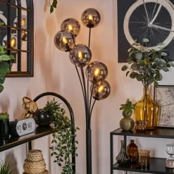 Lampadaire - Verre 15 cm Gastor Fumé, 6 lumières