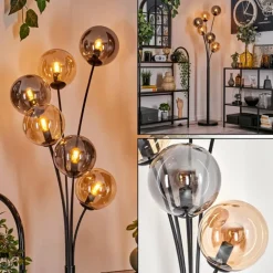 Lampadaire - Verre 15 cm Gastor Ambre, Fumé, 6 lumières