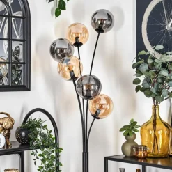 Lampadaire - Verre 15 cm Gastor Ambre, Fumé, 6 lumières