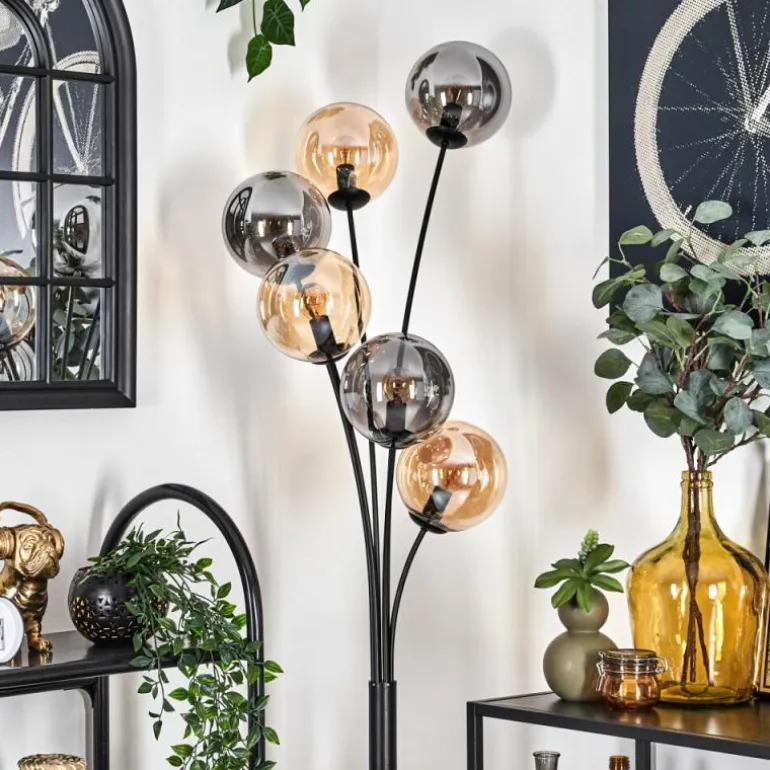 Lampadaire - Verre 15 cm Gastor Ambre, Fumé, 6 lumières