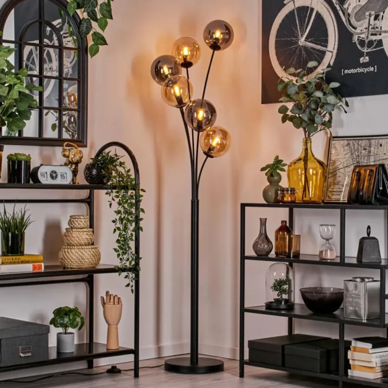 Lampadaire - Verre 15 cm Gastor Ambre, Fumé, 6 lumières