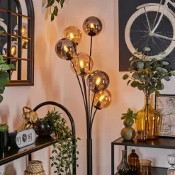 Lampadaire - Verre 15 cm Gastor Ambre, Fumé, 6 lumières