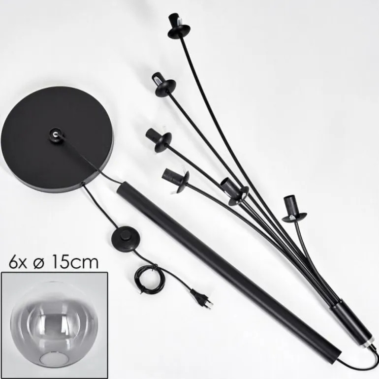 Lampadaire - Verre 15 cm Gastor Clair, Fumé, 6 lumières
