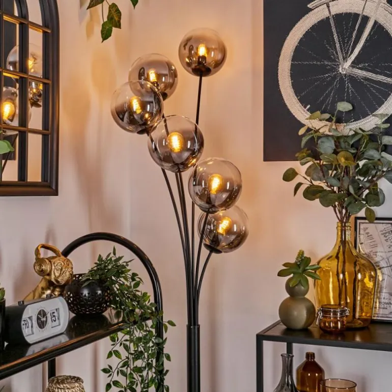 Lampadaire - Verre 15 cm Gastor Clair, Fumé, 6 lumières