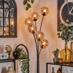 Lampadaire - Verre 15 cm Gastor Ambre, 6 lumières
