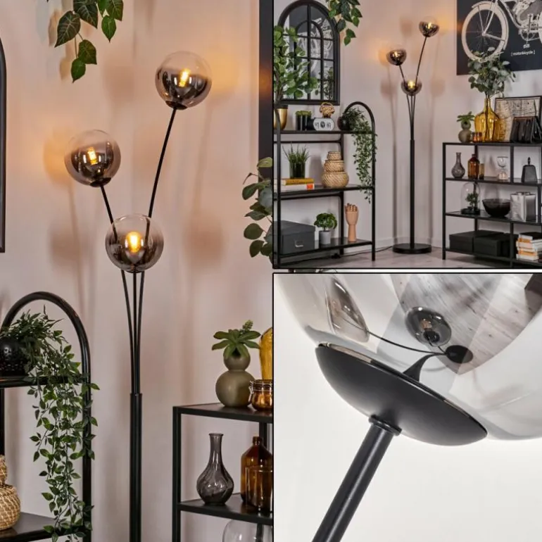 Lampadaire - Verre 15 cm Gastor Clair, Fumé, 3 lumières