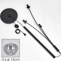 Lampadaire - Verre 15 cm Gastor Clair, Fumé, 3 lumières