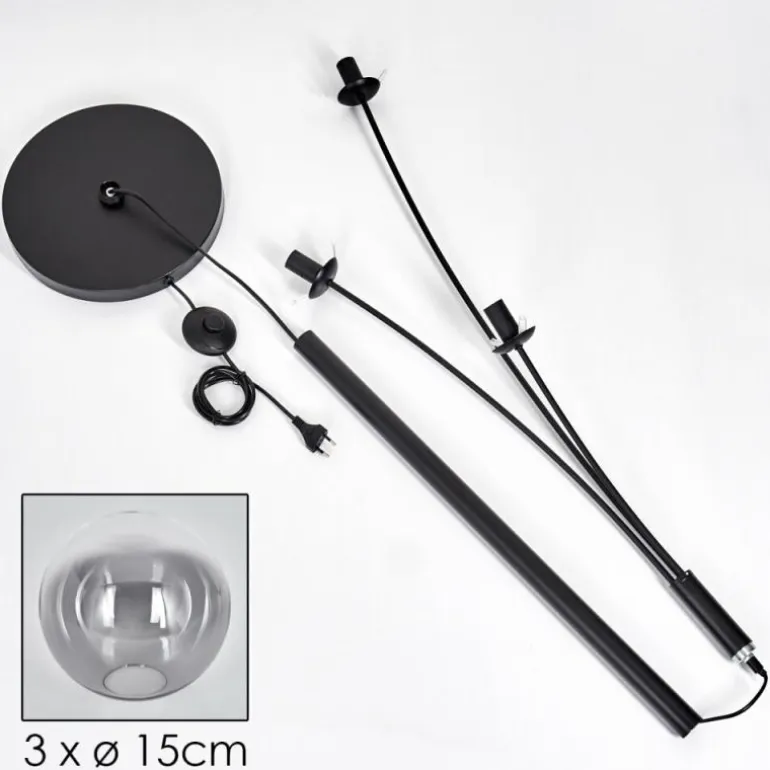 Lampadaire - Verre 15 cm Gastor Clair, Fumé, 3 lumières