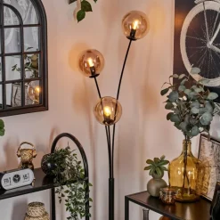 Lampadaire - Verre 15 cm Gastor Ambre, 3 lumières
