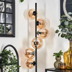 Lampadaire - Verre 15 cm Gastor Ambre, 6 lumières