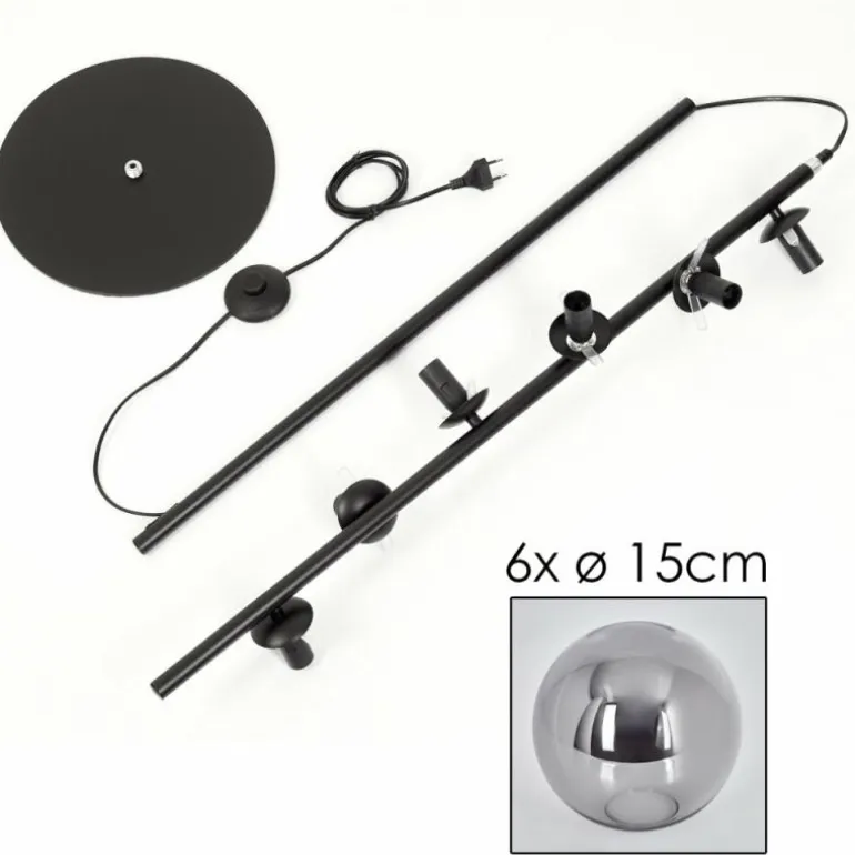 Lampadaire - Verre 15 cm Gastor Fumé, 6 lumières