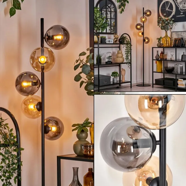 Lampadaire - Verre 15 cm Gastor Ambre, Fumé, 5 lumières
