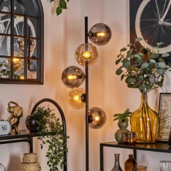 Lampadaire - Verre 15 cm Gastor Ambre, Fumé, 5 lumières