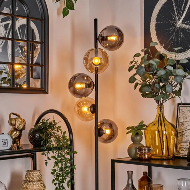 Lampadaire - Verre 15 cm Gastor Ambre, Fumé, 5 lumières