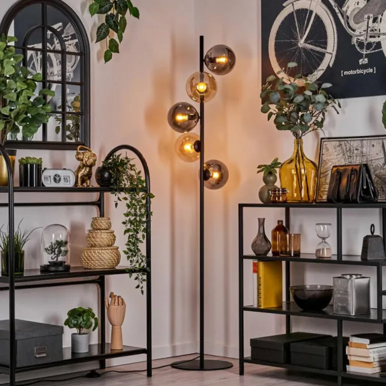 Lampadaire - Verre 15 cm Gastor Ambre, Fumé, 5 lumières